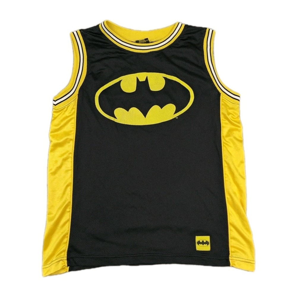 Vintage Batman Tank‎ Top Jersey Mens Medium Black Yellow Basketball Sleeveless